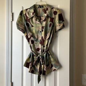 Stylish Green and Brown Women's Top